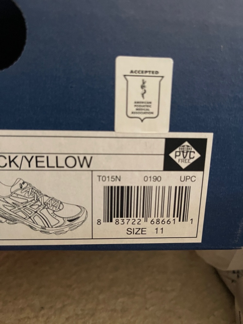 Asics White Black Yellow Gel Cushion Running Shoes - Picture 12 of 12